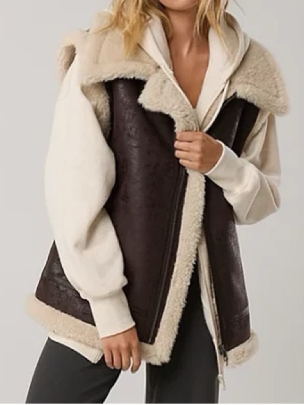 Offline by Aerie Faux Leather Sherpa Vest